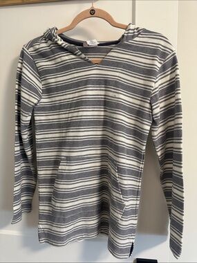 Tommy Bahama Gray & White Striped Hooded Pullover kids L
